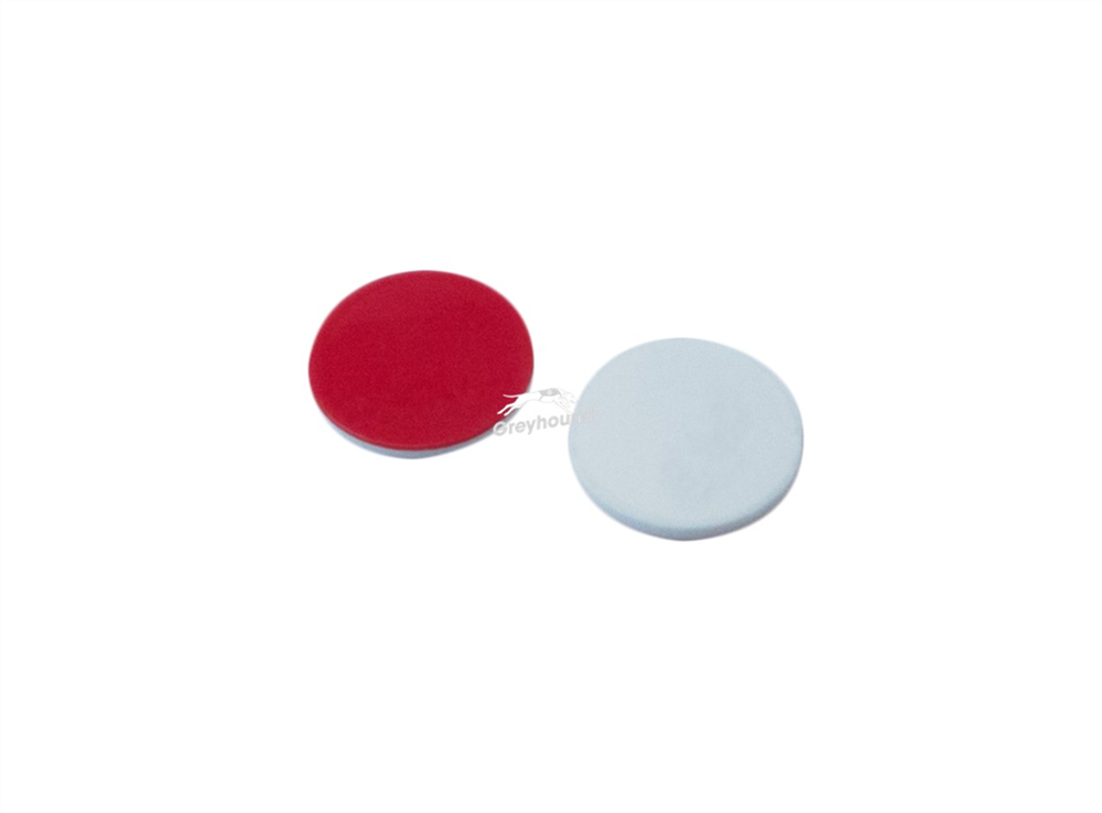 Picture of Red PTFE/Cream Silicone Septa, 8mm x 1.5mm, for 8-425 Screw Caps, (Shore A 55)